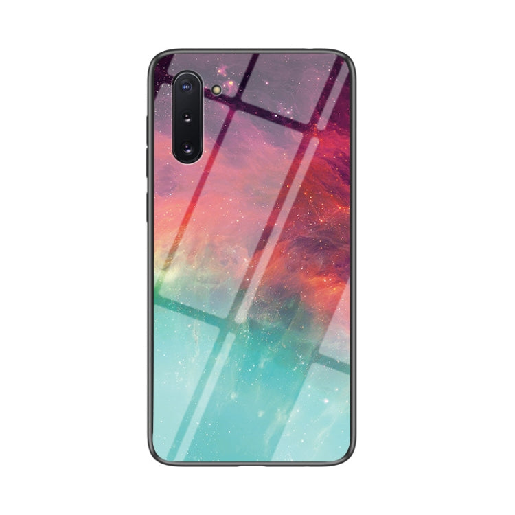 For Samsung Galaxy Note10 Starry Sky Painted Tempered Glass TPU Shockproof Protective Case