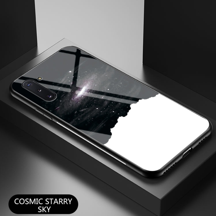 For Samsung Galaxy Note10 Starry Sky Painted Tempered Glass TPU Shockproof Protective Case