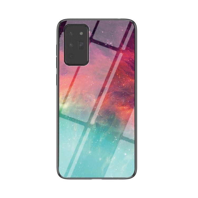 For Samsung Galaxy Note20 Starry Sky Painted Tempered Glass TPU Shockproof Protective Case