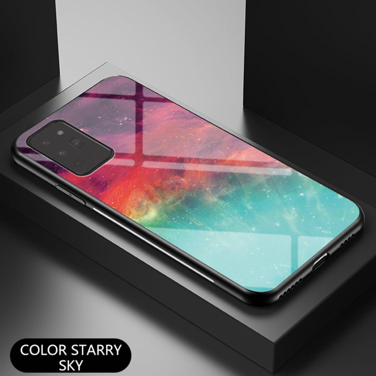 For Samsung Galaxy Note20 Starry Sky Painted Tempered Glass TPU Shockproof Protective Case