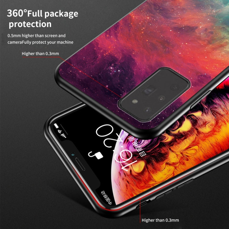 For Samsung Galaxy Note20 Starry Sky Painted Tempered Glass TPU Shockproof Protective Case