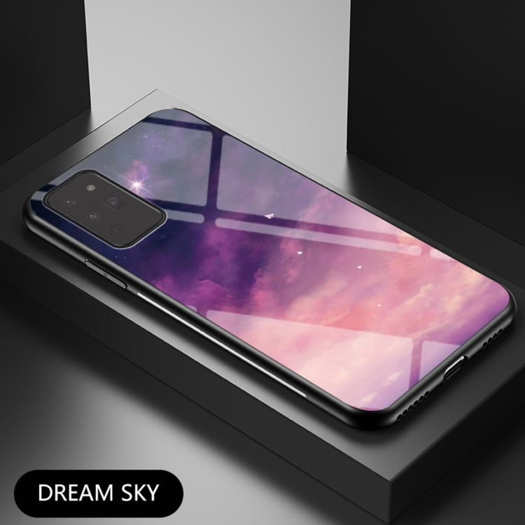 For Samsung Galaxy Note20 Starry Sky Painted Tempered Glass TPU Shockproof Protective Case