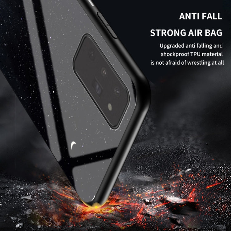 For Samsung Galaxy Note20 Starry Sky Painted Tempered Glass TPU Shockproof Protective Case