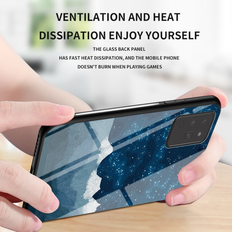 For Samsung Galaxy Note20 Starry Sky Painted Tempered Glass TPU Shockproof Protective Case