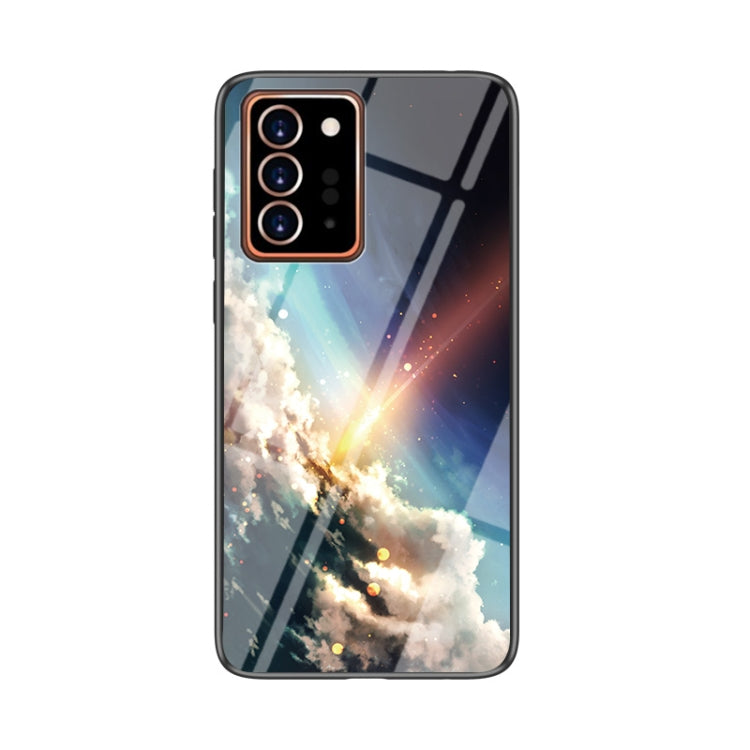 For Samsung Galaxy Note20 Ultra Starry Sky Painted Tempered Glass TPU Shockproof Protective Case
