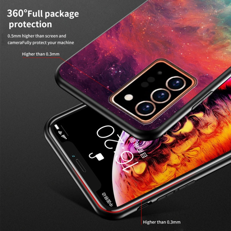 For Samsung Galaxy Note20 Ultra Starry Sky Painted Tempered Glass TPU Shockproof Protective Case