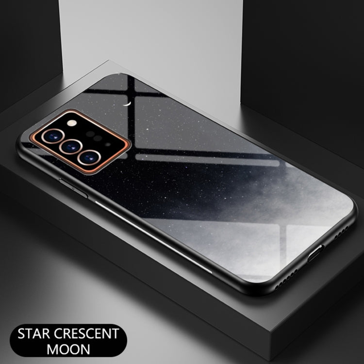 For Samsung Galaxy Note20 Ultra Starry Sky Painted Tempered Glass TPU Shockproof Protective Case