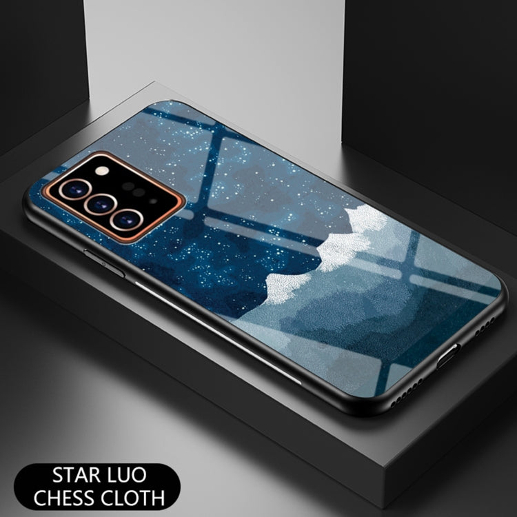 For Samsung Galaxy Note20 Ultra Starry Sky Painted Tempered Glass TPU Shockproof Protective Case