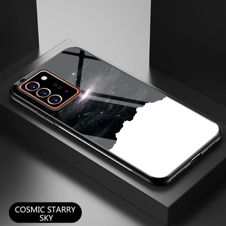 For Samsung Galaxy Note20 Ultra Starry Sky Painted Tempered Glass TPU Shockproof Protective Case