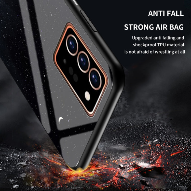 For Samsung Galaxy Note20 Ultra Starry Sky Painted Tempered Glass TPU Shockproof Protective Case