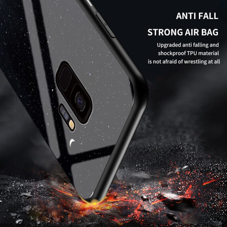 For Samsung Galaxy S9 Starry Sky Painted Tempered Glass TPU Shockproof Protective Case