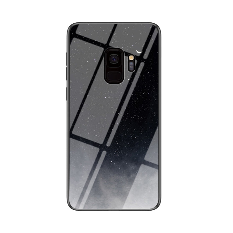 For Samsung Galaxy S9 Starry Sky Painted Tempered Glass TPU Shockproof Protective Case