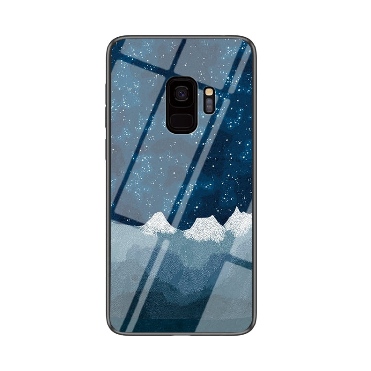 For Samsung Galaxy S9 Starry Sky Painted Tempered Glass TPU Shockproof Protective Case