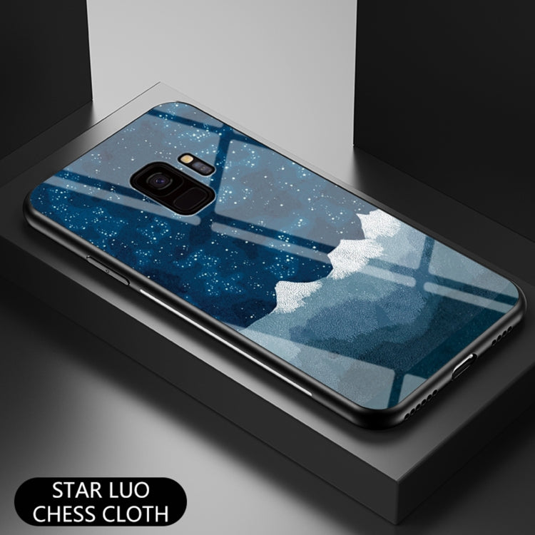 For Samsung Galaxy S9 Starry Sky Painted Tempered Glass TPU Shockproof Protective Case