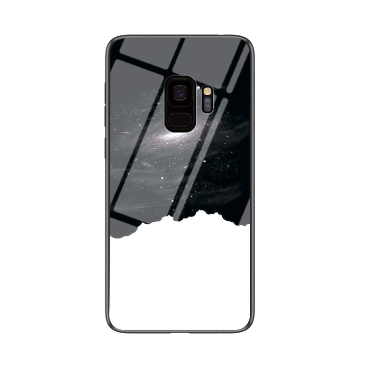 For Samsung Galaxy S9+ Starry Sky Painted Tempered Glass TPU Shockproof Protective Case