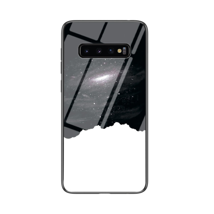 For Samsung Galaxy S10 Starry Sky Painted Tempered Glass TPU Shockproof Protective Case