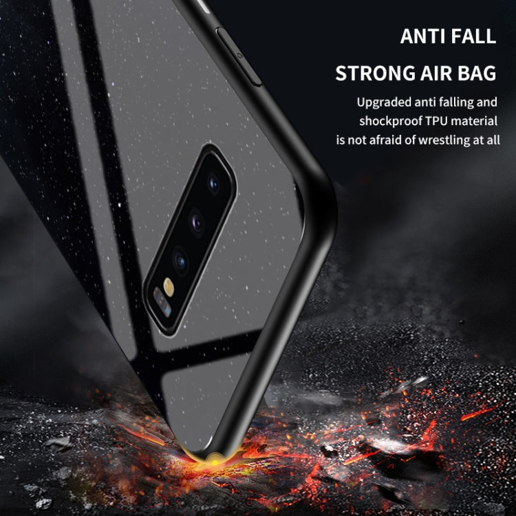For Samsung Galaxy S10 Starry Sky Painted Tempered Glass TPU Shockproof Protective Case