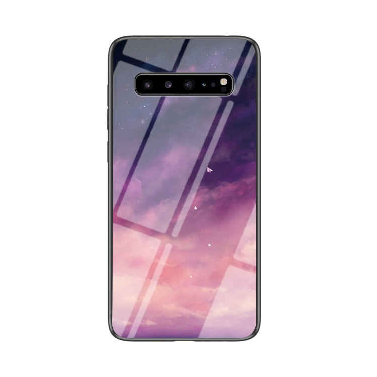 For Samsung Galaxy S10 5G Starry Sky Painted Tempered Glass TPU Shockproof Protective Case