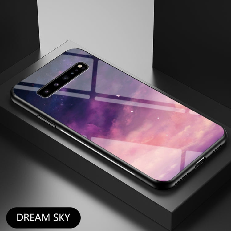 For Samsung Galaxy S10 5G Starry Sky Painted Tempered Glass TPU Shockproof Protective Case