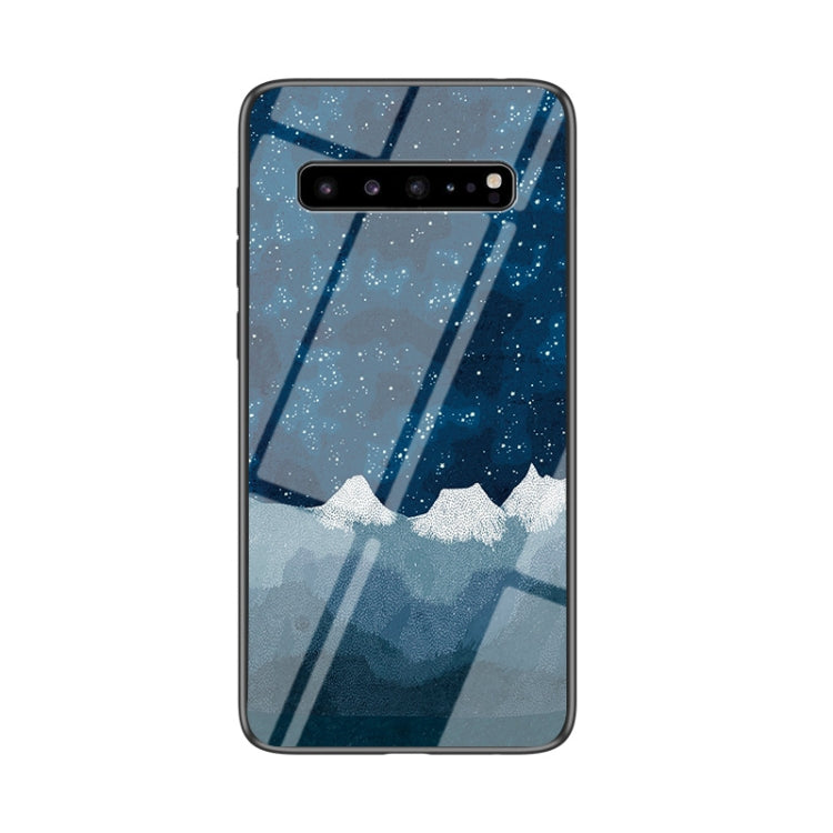 For Samsung Galaxy S10 5G Starry Sky Painted Tempered Glass TPU Shockproof Protective Case