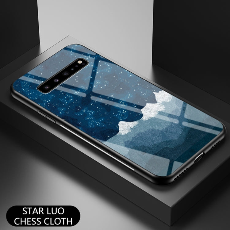 For Samsung Galaxy S10 5G Starry Sky Painted Tempered Glass TPU Shockproof Protective Case