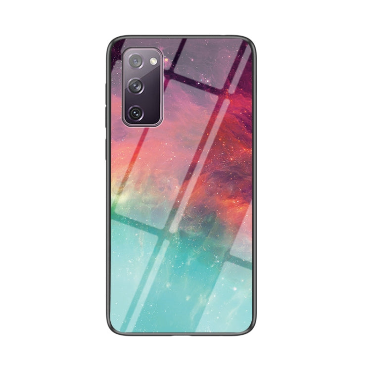 For Samsung Galaxy S20 FE Starry Sky Painted Tempered Glass TPU Shockproof Protective Case