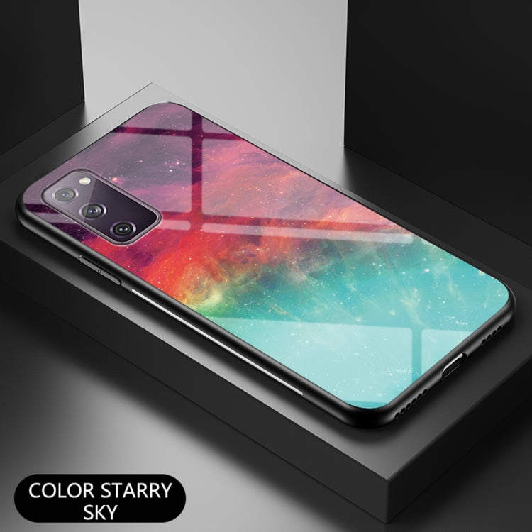 For Samsung Galaxy S20 FE Starry Sky Painted Tempered Glass TPU Shockproof Protective Case