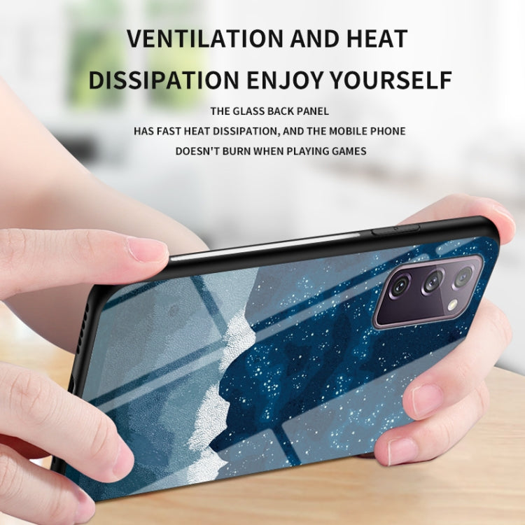 For Samsung Galaxy S20 FE Starry Sky Painted Tempered Glass TPU Shockproof Protective Case