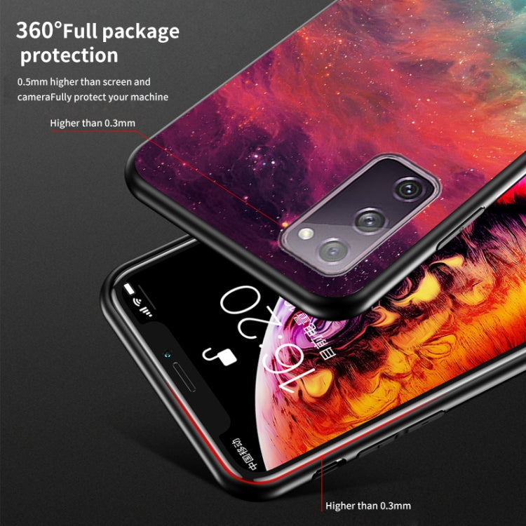 For Samsung Galaxy S20 FE Starry Sky Painted Tempered Glass TPU Shockproof Protective Case