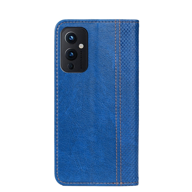 For OnePlus 9 Grid Texture Magnetic PU + TPU Horizontal Flip Leather Case with Holder & Card Slot
