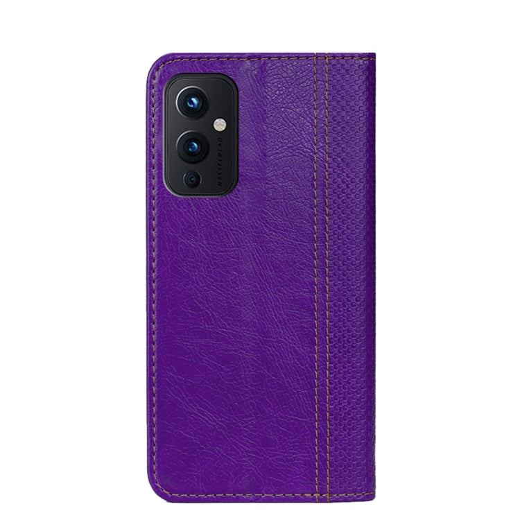 For OnePlus 9 Grid Texture Magnetic PU + TPU Horizontal Flip Leather Case with Holder & Card Slot