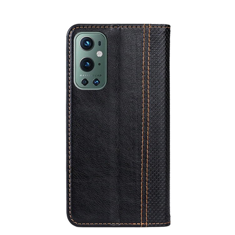 For OnePlus 9 Pro Grid Texture Magnetic PU + TPU Horizontal Flip Leather Case with Holder & Card Slot