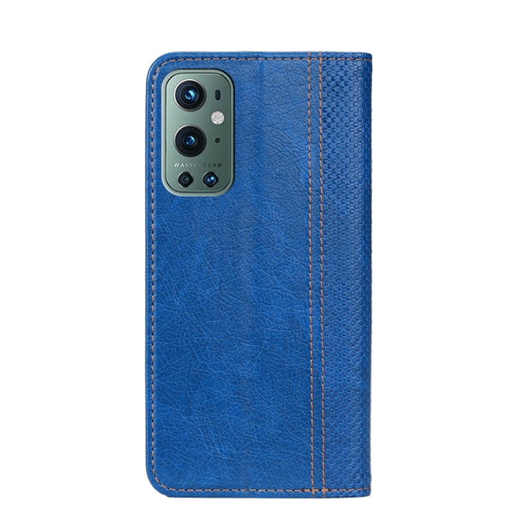 For OnePlus 9 Pro Grid Texture Magnetic PU + TPU Horizontal Flip Leather Case with Holder & Card Slot