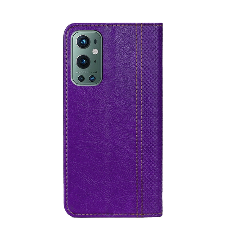 For OnePlus 9 Pro Grid Texture Magnetic PU + TPU Horizontal Flip Leather Case with Holder & Card Slot