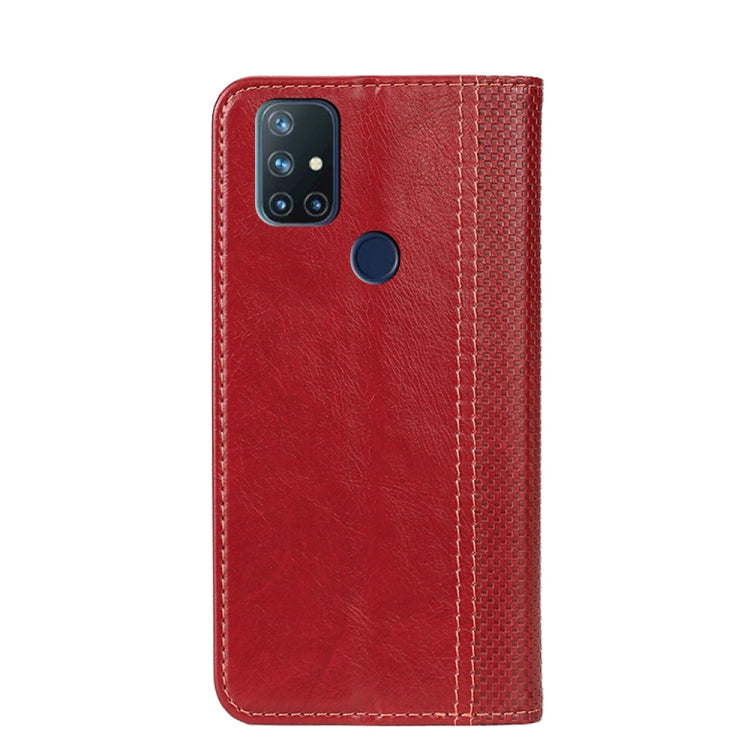 For OnePlus Nord N10 5G Grid Texture Magnetic PU + TPU Horizontal Flip Leather Case with Holder & Card Slot