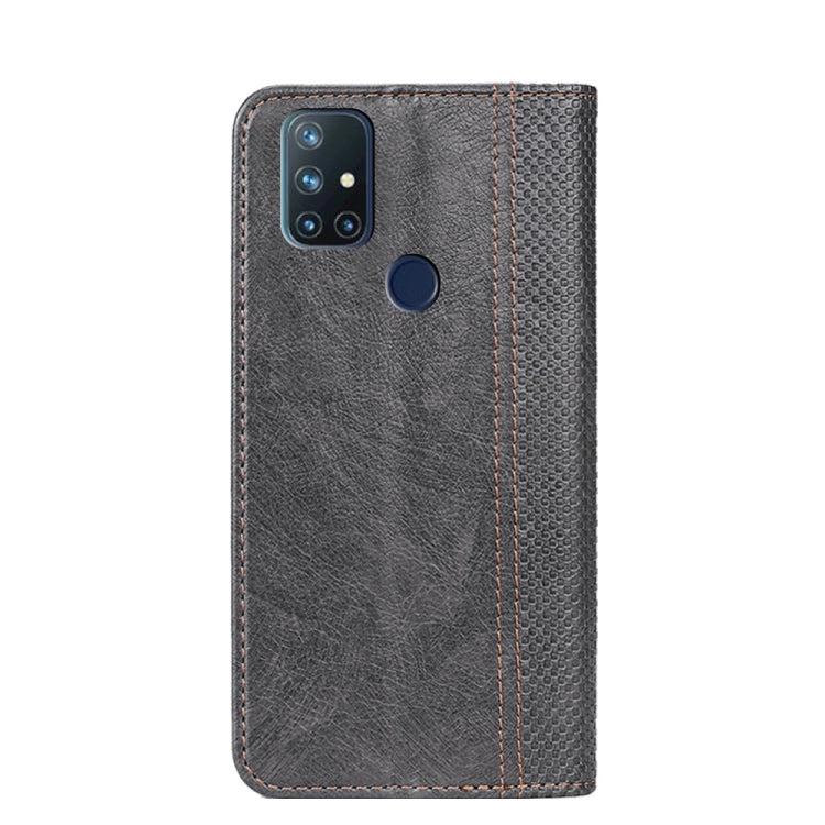 For OnePlus Nord N10 5G Grid Texture Magnetic PU + TPU Horizontal Flip Leather Case with Holder & Card Slot