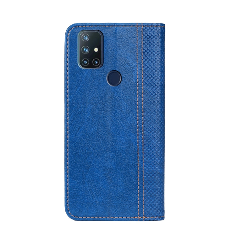For OnePlus Nord N10 5G Grid Texture Magnetic PU + TPU Horizontal Flip Leather Case with Holder & Card Slot