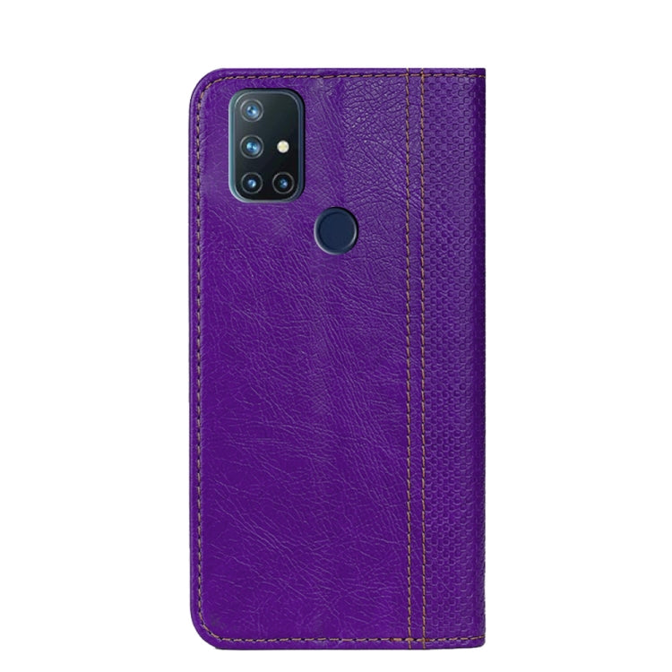 For OnePlus Nord N10 5G Grid Texture Magnetic PU + TPU Horizontal Flip Leather Case with Holder & Card Slot