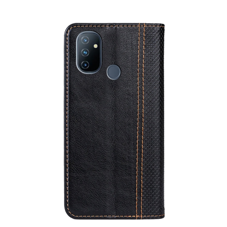 For OnePlus Nord N100 Grid Texture Magnetic PU + TPU Horizontal Flip Leather Case with Holder & Card Slot