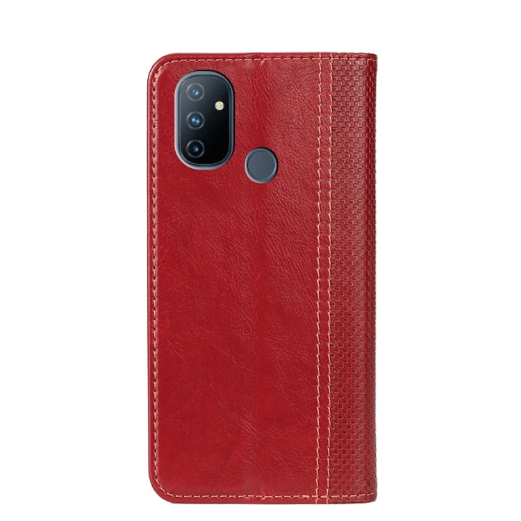 For OnePlus Nord N100 Grid Texture Magnetic PU + TPU Horizontal Flip Leather Case with Holder & Card Slot