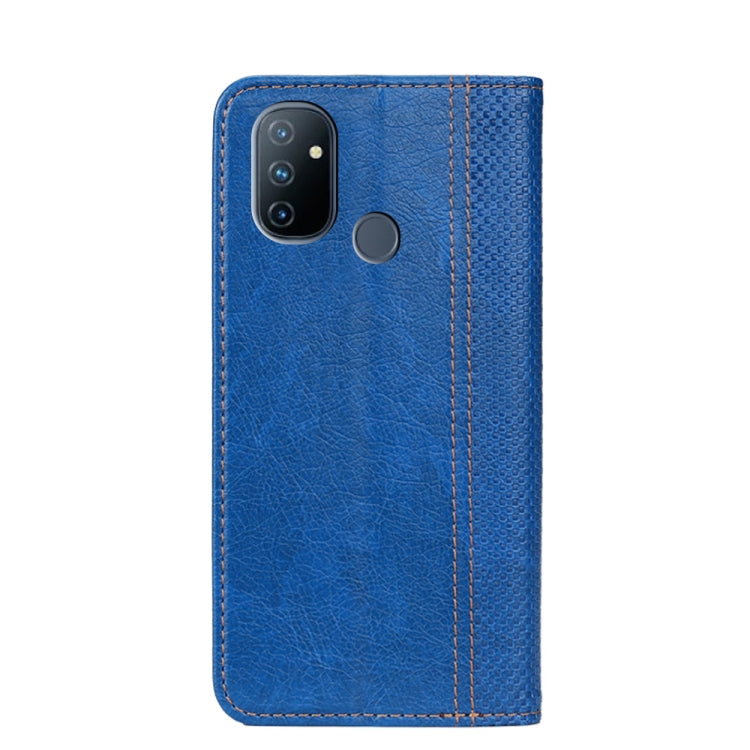 For OnePlus Nord N100 Grid Texture Magnetic PU + TPU Horizontal Flip Leather Case with Holder & Card Slot