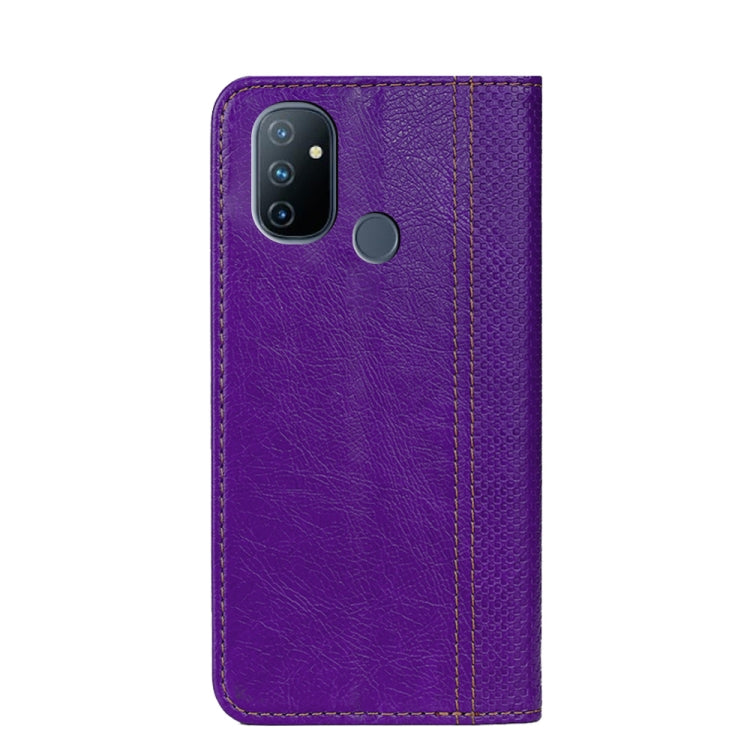 For OnePlus Nord N100 Grid Texture Magnetic PU + TPU Horizontal Flip Leather Case with Holder & Card Slot