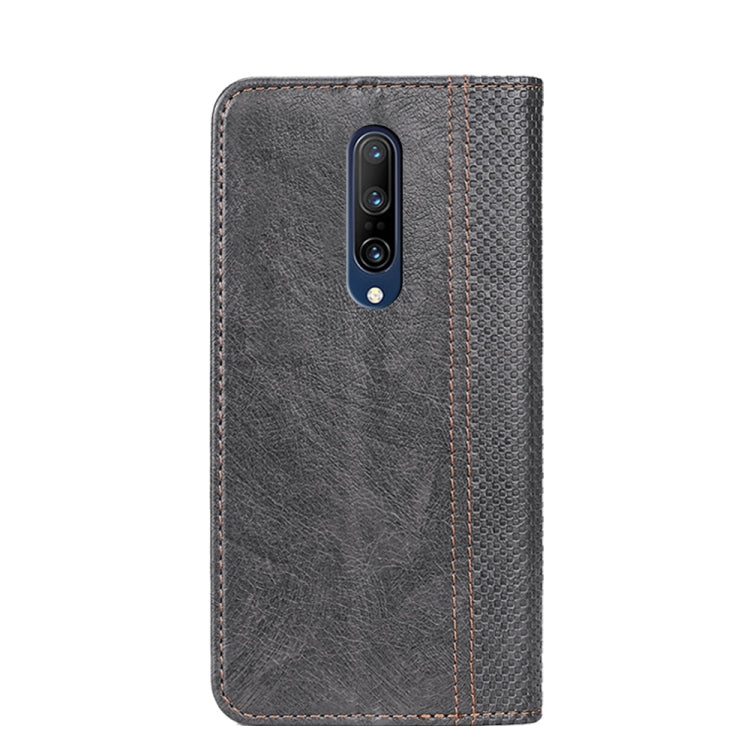 For OnePlus 7 Pro Grid Texture Magnetic PU + TPU Horizontal Flip Leather Case with Holder & Card Slot
