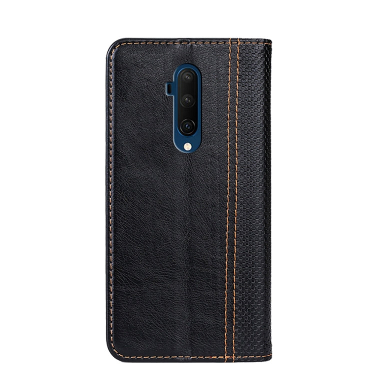 For OnePlus 7T Pro Grid Texture Magnetic PU + TPU Horizontal Flip Leather Case with Holder & Card Slot