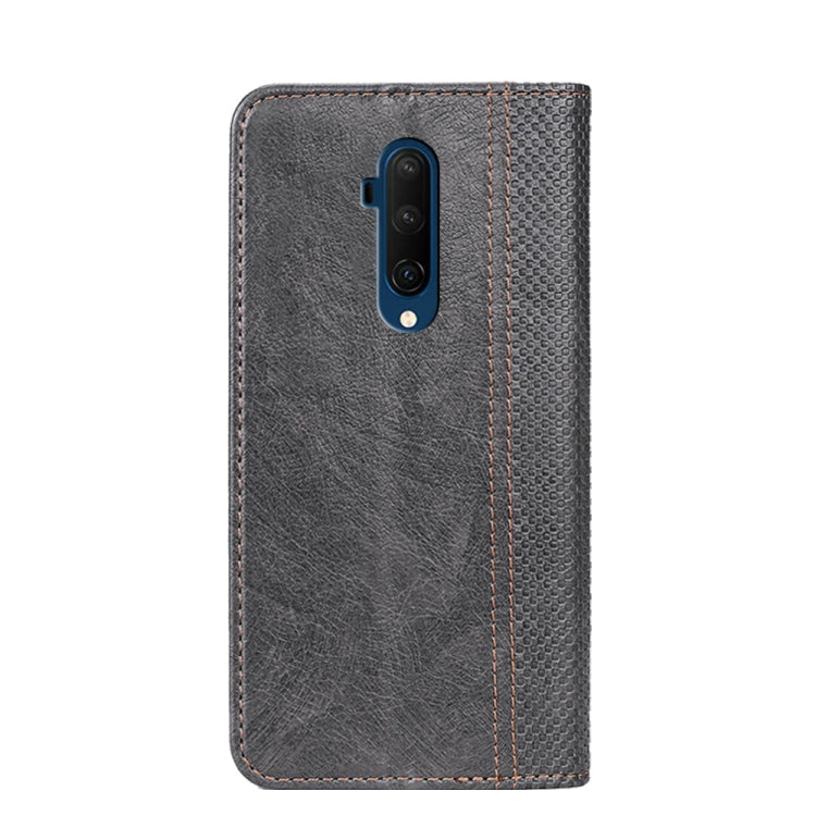 For OnePlus 7T Pro Grid Texture Magnetic PU + TPU Horizontal Flip Leather Case with Holder & Card Slot