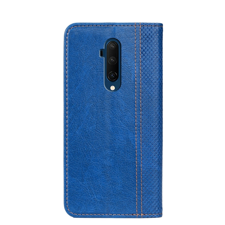 For OnePlus 7T Pro Grid Texture Magnetic PU + TPU Horizontal Flip Leather Case with Holder & Card Slot