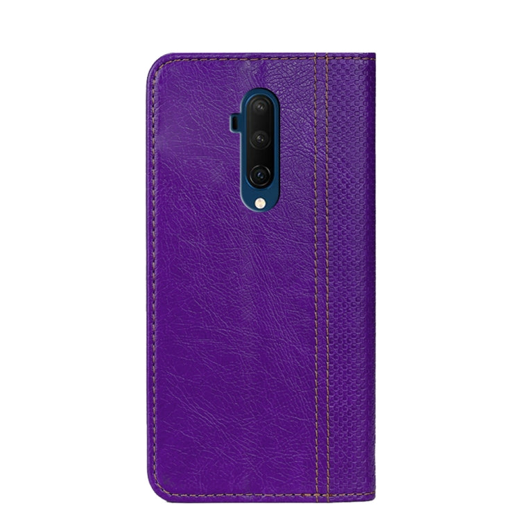 For OnePlus 7T Pro Grid Texture Magnetic PU + TPU Horizontal Flip Leather Case with Holder & Card Slot