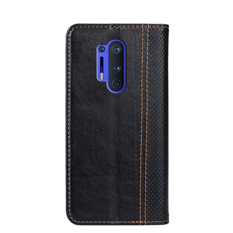 For OnePlus 8 Pro Grid Texture Magnetic PU + TPU Horizontal Flip Leather Case with Holder & Card Slot