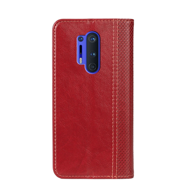 For OnePlus 8 Pro Grid Texture Magnetic PU + TPU Horizontal Flip Leather Case with Holder & Card Slot