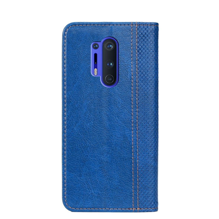 For OnePlus 8 Pro Grid Texture Magnetic PU + TPU Horizontal Flip Leather Case with Holder & Card Slot